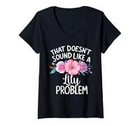 Mujer Lily Personalized Cute Flower Girls Lily Name Camiseta Cuello V