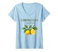 Mujer Limoncello Per Favore Limones Viajes Vacaciones Verano Italia Camiseta Cuello V