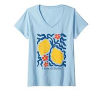 Mujer Limones Boho Floral Sole Di Sicilia Viajes Vacaciones Camiseta Cuello V