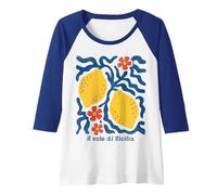 Mujer Limones Boho Floral Sole Di Sicilia Viajes Vacaciones Camiseta Manga Raglan