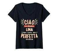 Mujer Lina Idea Regalo Personalizzata Amica Nome Divertente Camiseta Cuello V
