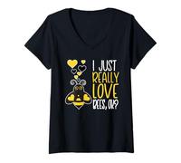 Mujer Linda Amante de Las Abejas I Just Really Love Bees Ok Camiseta Cuello V