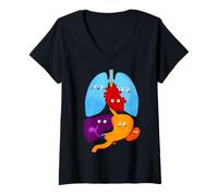 Mujer Linda anatomía - Corazón Feliz y pulmones Camiseta Cuello V