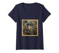Mujer Linda ardilla en un árbol en un encantador estilo de artes y manualidades Camiseta Cuello V