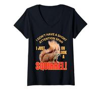 Mujer Linda Ardilla I Don't Have A Short Attention Span Funny Camiseta Cuello V