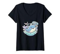 Mujer Linda Ballena Hello There Sea Creature Ocean Funny Animal Fan Camiseta Cuello V