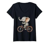 Mujer Linda Bicicleta de Elefante para niños y niñas, Bicicleta de Animales Camiseta Cuello V