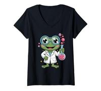 Mujer Linda Camisa científica de Rana - Camiseta para niños con Animales científicos Camiseta Cuello V