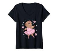 Mujer Linda Capybara Ballerina Mujeres Girls Ballet Dance Amante Camiseta Cuello V