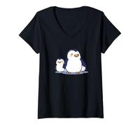 Mujer Linda familia de pingüinos | Adorables pingüinos de dibujos animados de Camiseta Cuello V