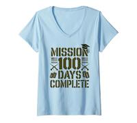 Mujer Linda MISIÓN 100 DÍAS Escuela Completa Militar Familia Camiseta Cuello V