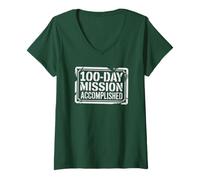 Mujer Linda misión Escolar de 100 días cumplida Militar Completo Camiseta Cuello V