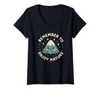 Mujer Linda montaña Divertida Recuerda Disfrutar de la Naturaleza Camiseta Cuello V