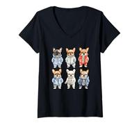 Mujer Linda sudadera con capucha con diseño de pata de bulldog francés Camiseta Cuello V