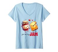 Mujer Linda Tostada de Mermelada Pareja de San Valentín Camiseta Cuello V
