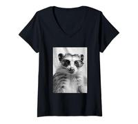 Mujer Linda zarigüeya con Gafas de Sol Cool Forest Animal Photo Booth Camiseta Cuello V