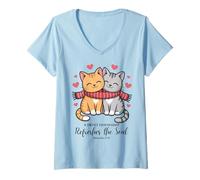 Mujer Lindas Amistades de Gatos Amigos Cristianos Chicas Que aman Camiseta Cuello V