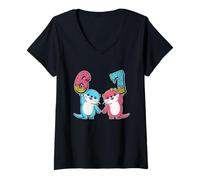 Mujer Lindas nutrias 67 Números Niños Niñas Moda Meme Amantes de los Animales Camiseta Cuello V