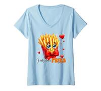 Mujer Lindas Patatas Fritas, Solo Tengo Patatas Fritas para ti Love Hearts Camiseta Cuello V