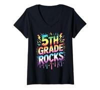 Mujer Lindas Rocas de Quinto Grado, último día, más Lindas, Abejas, Campamento de Coro Camiseta Cuello V