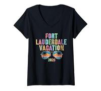 Mujer Lindas Vacaciones EN Fort Lauderdale 2026 Viaje Playa Vacay Camiseta Cuello V