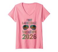 Mujer Lindas Vacaciones EN Fort Lauderdale 2026 Viaje Playa Vacay Camiseta Cuello V