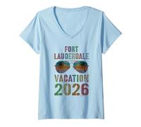 Mujer Lindas Vacaciones EN Fort Lauderdale 2026 Viaje Playa Vacay Camiseta Cuello V