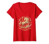 Mujer Lindo 2026 Crazy Horse Lady Wild Soul Calm Heart Fortune Girl Camiseta Cuello V