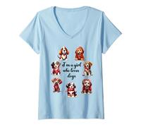 Mujer Lindo Amor de Cachorro para el día de San Valentín: Soy una Chica Que ama a los Perros Camiseta Cuello V