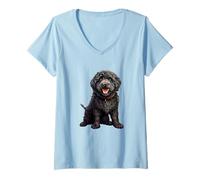 Mujer Lindo Arte de Raza de Perro para Amantes de Las Mascotas - Goldendoodle Camiseta Cuello V