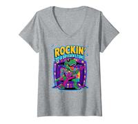 Mujer Lindo Autismo rockeando con una melodía de Rock Diferente Mom Diversity Camiseta Cuello V