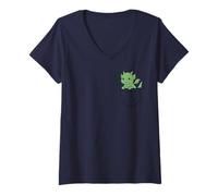Mujer Lindo bebé dragón bolsillo amigo fantasía criatura dragón arte Camiseta Cuello V