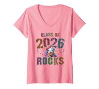 Mujer Lindo Class of 2026 Rocks Unicorn Rocks Fabulous Girl Camiseta Cuello V