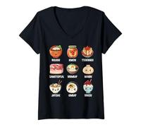 Mujer Lindo Comida Coreana Bulgogi Kimchi Tteokbokki Samgyeopsal Bibim Camiseta Cuello V