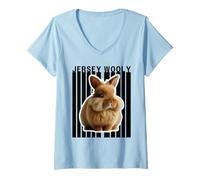 Mujer Lindo conejito Jersey Wooly Rabbit Lovers Camiseta Cuello V