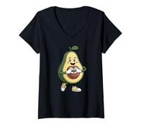 Mujer Lindo corazón de aguacate amor dulce amantes del aguacate Camiseta Cuello V