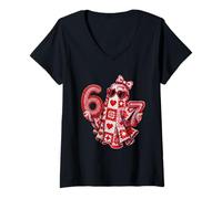 Mujer Lindo Crochet Ghost 67 Meme Pink Coquette Cumpleaños 67 Camiseta Cuello V