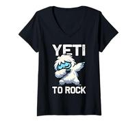 Mujer Lindo Dabbing Yeti Divertido Yeti Para Rock Camiseta Cuello V