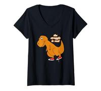 Mujer Lindo Dinosaurio Retro The Struggle is Real Funny Animal Lover Camiseta Cuello V
