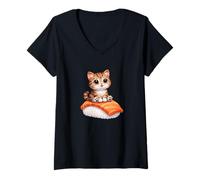 Mujer Lindo diseño de Comida Japonesa para Amantes del Sushi Camiseta Cuello V