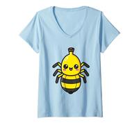 Mujer Lindo diseño de Insectos de Dibujos Animados con Forma de araña Banana Kawaii Camiseta Cuello V