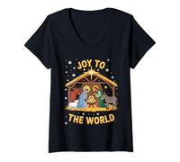 Mujer Lindo Disfraz de Navidad para la mañana de Alegría a Carol Camiseta Cuello V