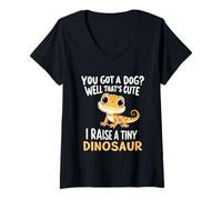 Mujer Lindo dragón barbudo ¿Tienes un perro? Yo crio un dinosaurio pequeño Camiseta Cuello V