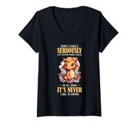 Mujer Lindo Dragón En Serio No Normal Divertido Fantasía Humor Camiseta Cuello V
