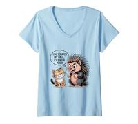 Mujer Lindo erizo de gato que rascas mi espalda I Scratch la tuya Camiseta Cuello V