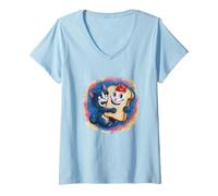 Mujer Lindo gato abrazando mermelada tostada desayuno divertido Camiseta Cuello V