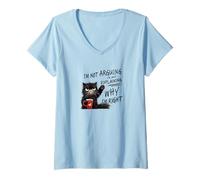 Mujer Lindo gato con una taza de café en pata, sin toloerance para tonterías Camiseta Cuello V