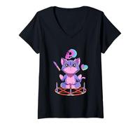 Mujer Lindo Gato gótico en Colores Pastel Camiseta Cuello V