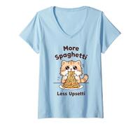 Mujer Lindo Gato Kawaii Anime Más Espaguetis Menos Upsetti Meme Mujeres Camiseta Cuello V