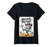 Mujer Lindo Gato Merch, Divertido Gato Vintage de una pandilla de Gatos Jugando al fútbol Camiseta Cuello V